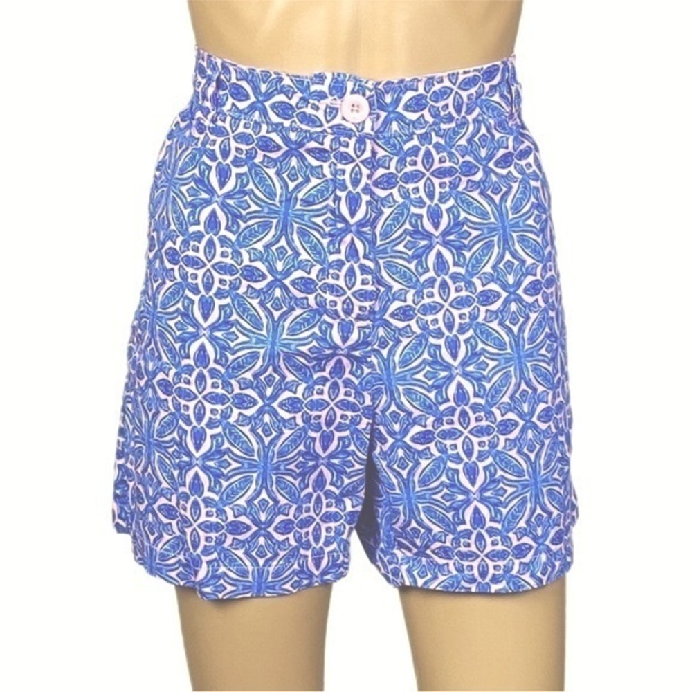 CARIBBEAN JOE & CO. Light pink and blue shorts w/geometric designs. Size 14. EUC